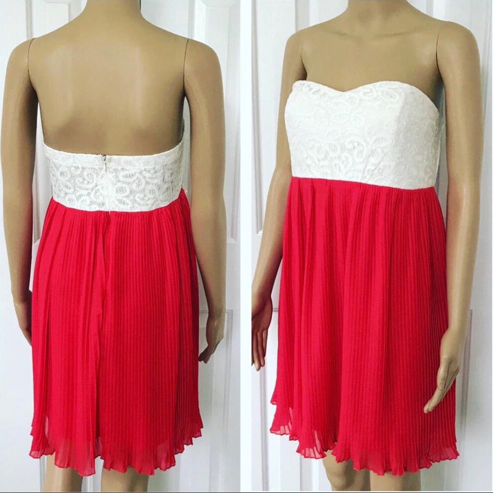 GB Strapless pleated Mini Lace Dress 13